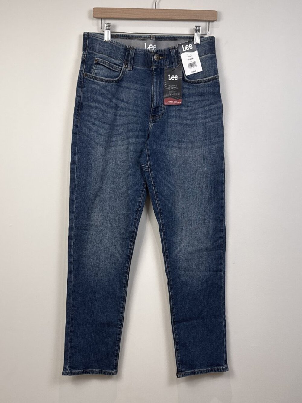 Lee Mens Active Stretch Athletic Taper Jeans NWT 30x30 Medium Wash Denim
